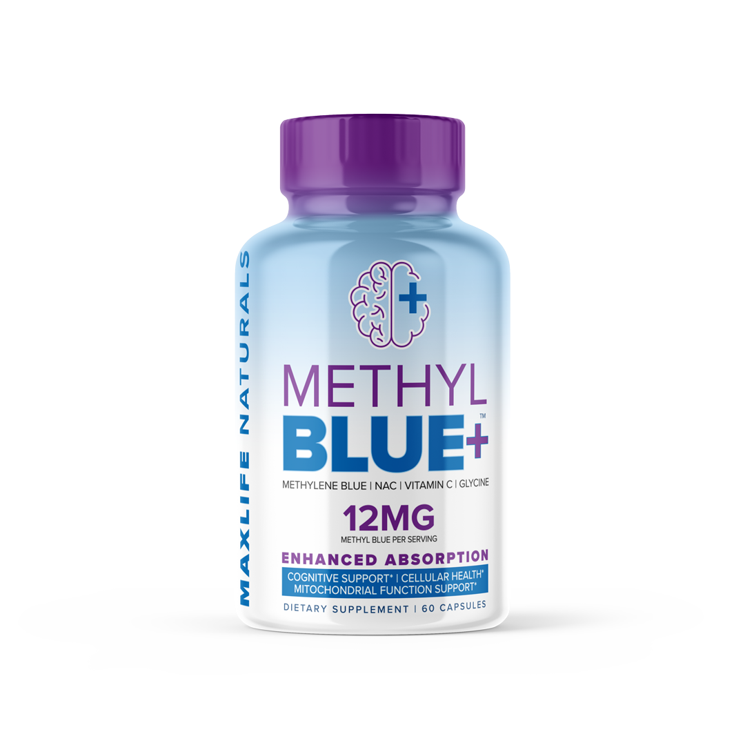 Methyl Blue+ - Methylene Blue Pharma Grade 12mg (USP Grade) with Enhanced Absorption Vitamin C Ester for Enhanced Antioxidant Activity