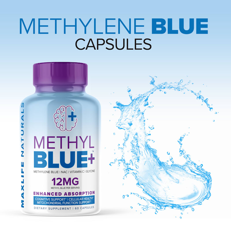 Methyl Blue+ - Methylene Blue Pharma Grade 12mg (USP Grade) with Enhanced Absorption Vitamin C Ester for Enhanced Antioxidant Activity