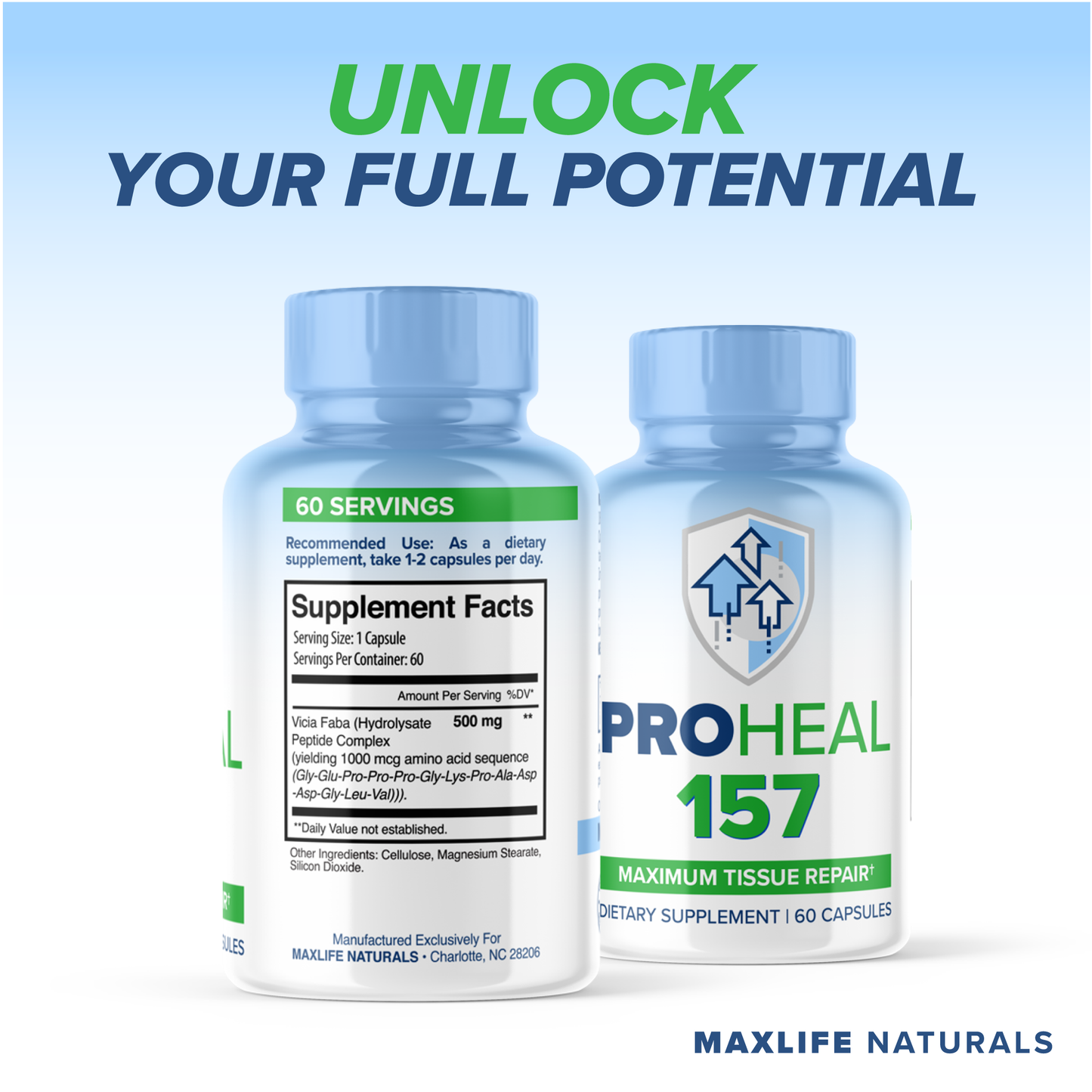 Pro Heal 157 - Peptide Compound 1000mcg Body Protection Complex, High Potency - 123% More Effective Than BPC 157 for Enhanced Muscle Repair & Gut Health Support (60 Capsules)
