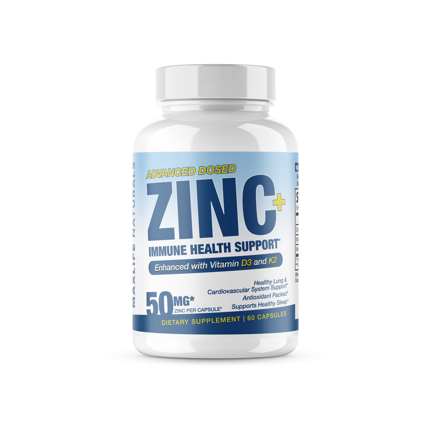 ZINC + Immune Health Support - Enhanced with Vitamin D3 and K2