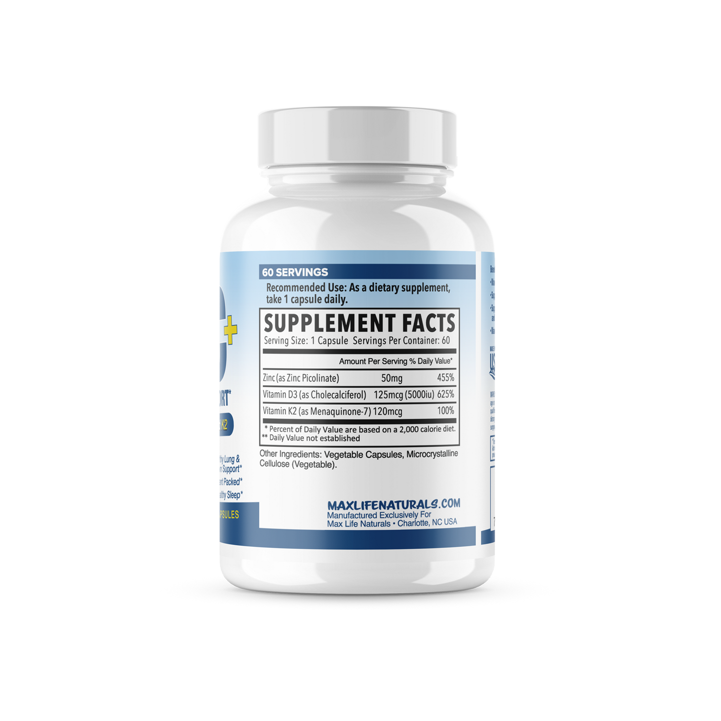 ZINC + Immune Health Support - Enhanced with Vitamin D3 and K2