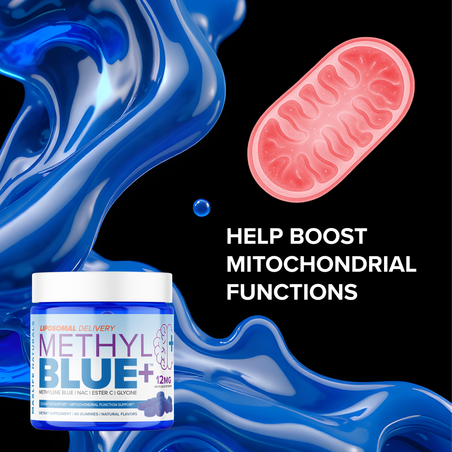 Liposomal Methylene Blue Gummies – 60ct | Enhanced Cellular Energy & Brain Support