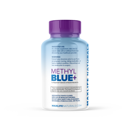 Methyl Blue+ - Methylene Blue Pharma Grade 12mg (USP Grade) with Enhanced Absorption Vitamin C Ester for Enhanced Antioxidant Activity